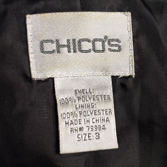 Chico's Size 3 Black & Metallic Bronze Embroidered Leaf Open Jacket Size XL 16 - Picture 9 of 10